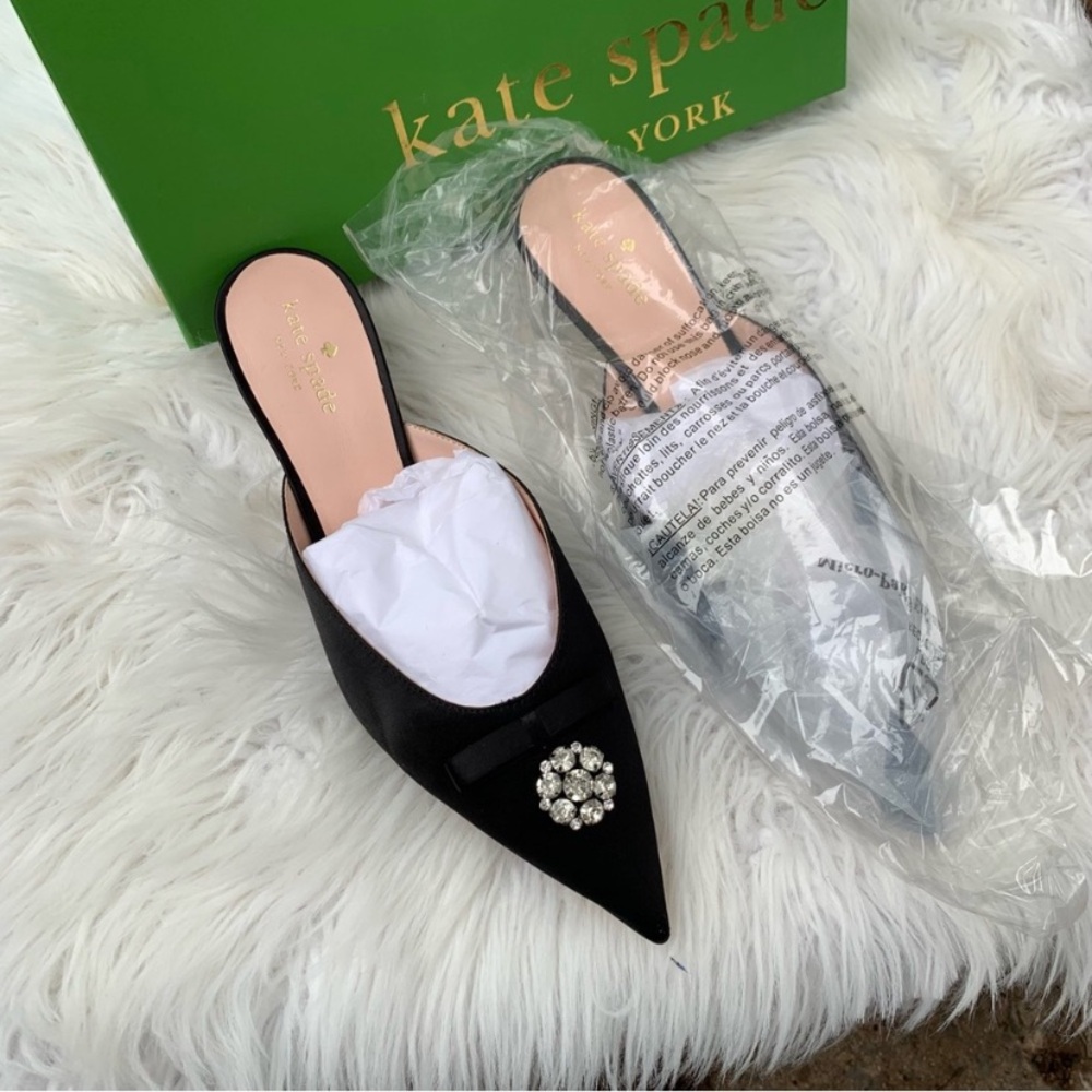 Kate Spade Darlene Black Embellished Women's Mules Size 6.5